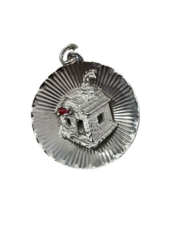 Jewelry - Sterling Silver House Charm Pendant with Red Accent